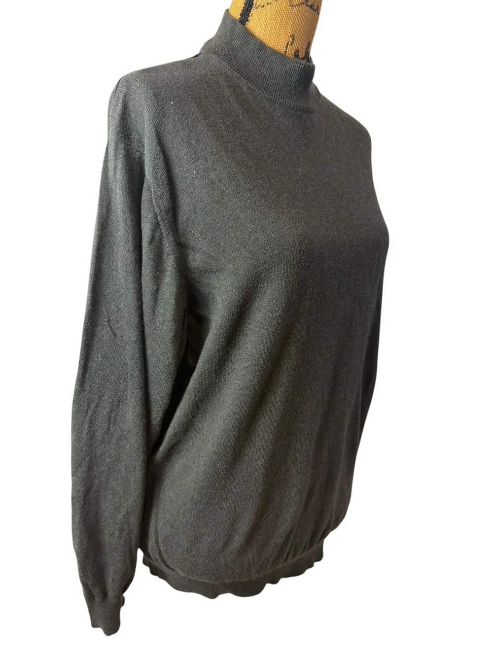Pronto Uomo Italy Charcoal Mock Neck Cotton Blend Sweater Men’s M Quiet Luxury